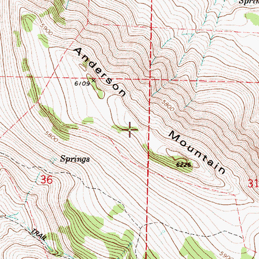 Topographic Map of Anderson Mountain, OR