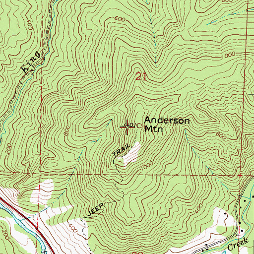 Topographic Map of Anderson Mountain, OR