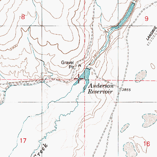 Topographic Map of Anderson Reservoir, OR