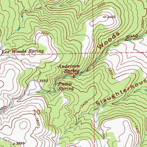 Topographic Map of Anderson Spring, OR