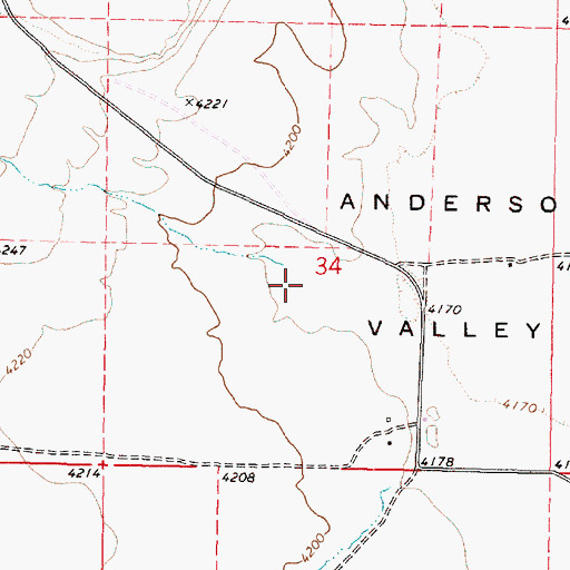 Topographic Map of Anderson Valley, OR