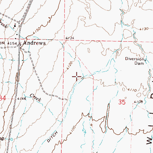 Topographic Map of Andrews Creek, OR