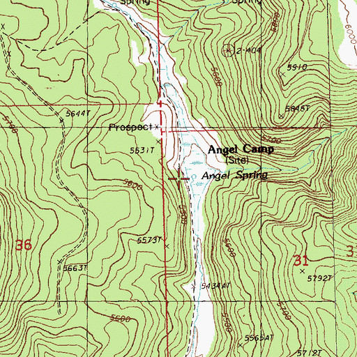 Topographic Map of Angel Spring, OR