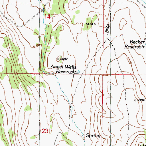 Topographic Map of Angel Wells Reservoir, OR