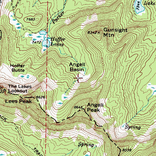 Topographic Map of Angell Basin, OR
