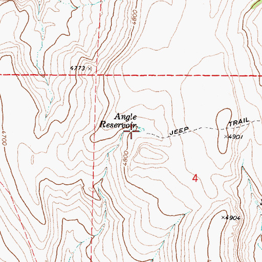 Topographic Map of Angle Reservoir, OR