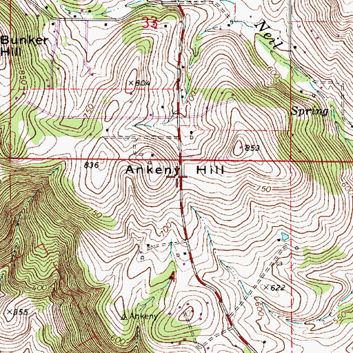 Topographic Map of Ankeny Hill, OR