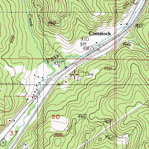 Topographic Map of Comstock Cemetery, OR