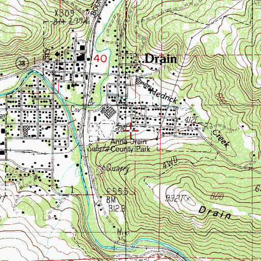 Topographic Map of Anna Drain County Park, OR