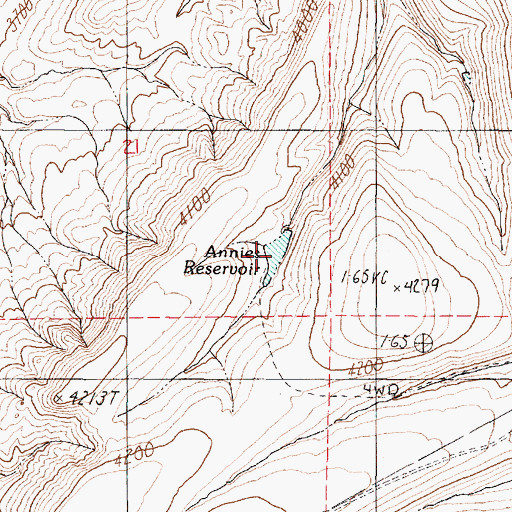 Topographic Map of Annies Reservoir, OR