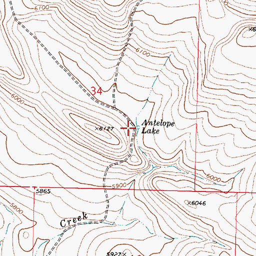 Topographic Map of Antelope Lake, OR