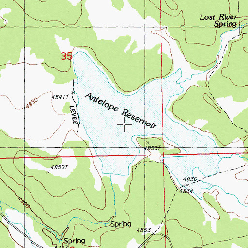 Topographic Map of Antelope Reservoir, OR