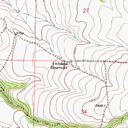 Topographic Map of Antelope Reservoir, OR