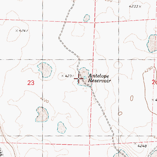 Topographic Map of Antelope Reservoir, OR