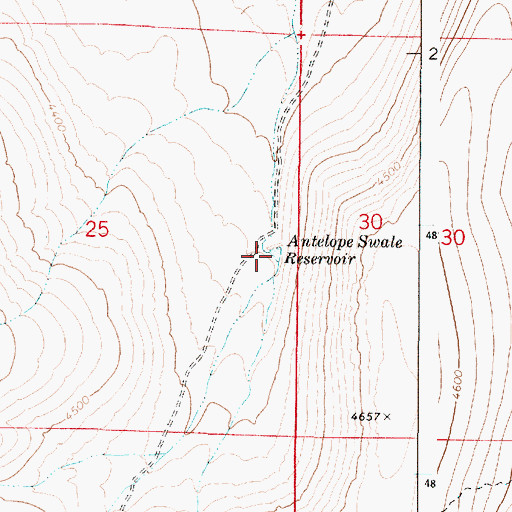 Topographic Map of Antelope Swale Reservoir, OR