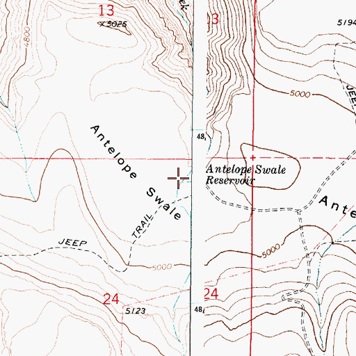 Topographic Map of Antelope Swale Reservoir, OR