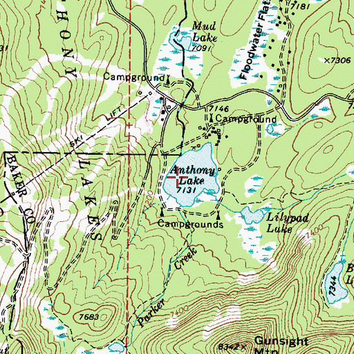Topographic Map of Anthony Lake, OR