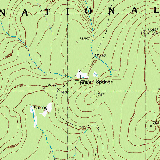 Topographic Map of Antler Springs, OR