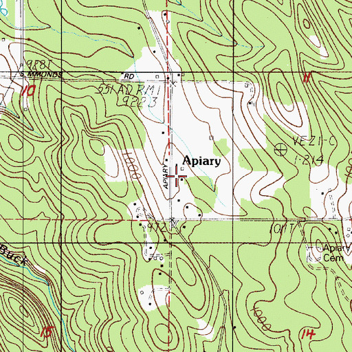 Topographic Map of Apiary, OR