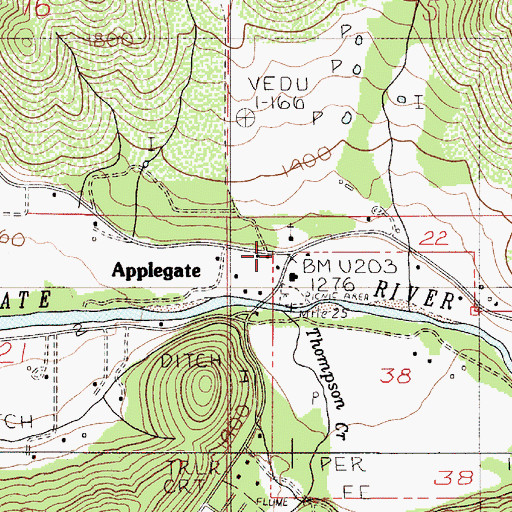 Topographic Map of Applegate, OR
