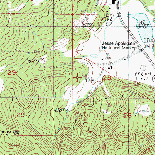 Topographic Map of Applegate Family Cemetery, OR