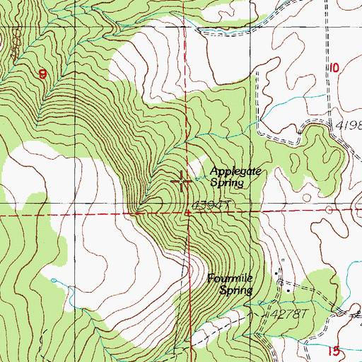 Topographic Map of Applegate Spring, OR