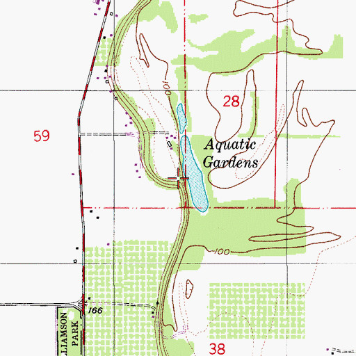 Topographic Map of Aquatic Gardens, OR