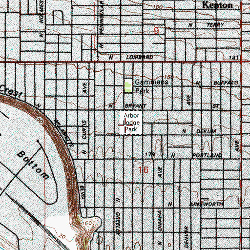 Topographic Map of Arbor Lodge City Park, OR