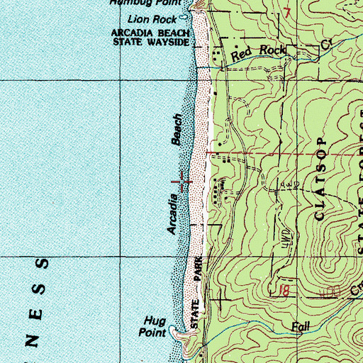 Topographic Map of Arcadia Beach, OR