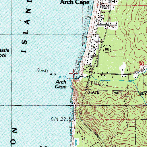 Topographic Map of Arch Cape Creek, OR