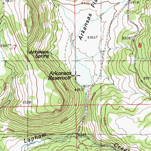 Topographic Map of Arkansas Reservoir, OR