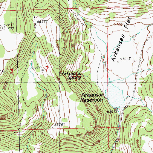 Topographic Map of Arkansas Spring, OR