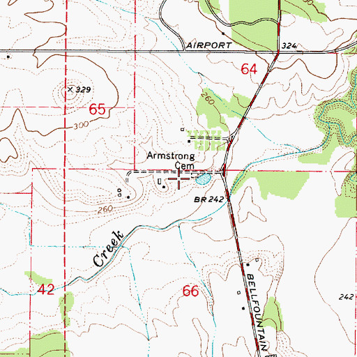 Topographic Map of Armstrong Cemetery, OR