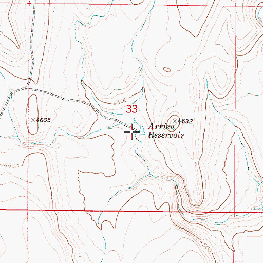 Topographic Map of Arrien Reservoir, OR