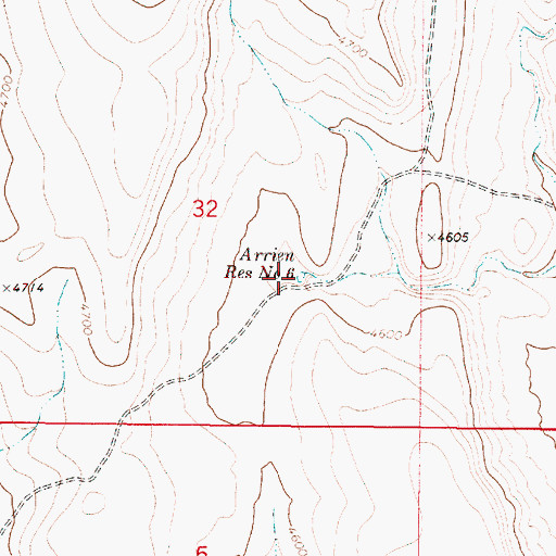 Topographic Map of Arrien Reservoir Number Six, OR