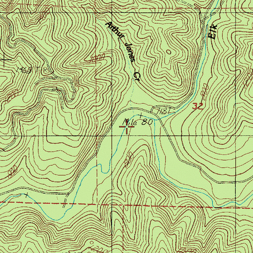 Topographic Map of Arthur Jones Creek, OR