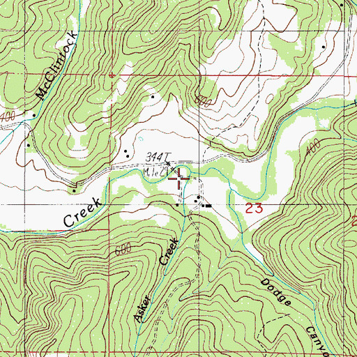 Topographic Map of Asker Creek, OR
