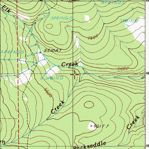 Topographic Map of Aspen Creek, OR