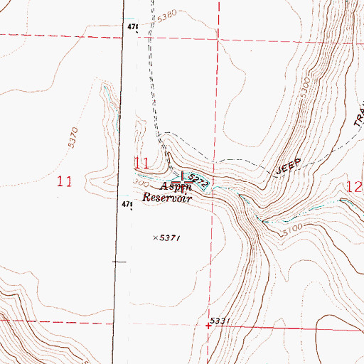 Topographic Map of Aspen Reservoir, OR