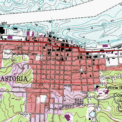Topographic Map of Astoria, OR