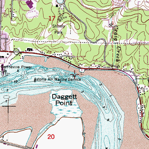 Topographic Map of Astoria Air Marine Service, OR