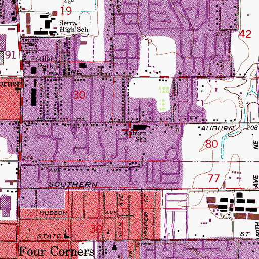 Topographic Map of Auburn Elementary School, OR