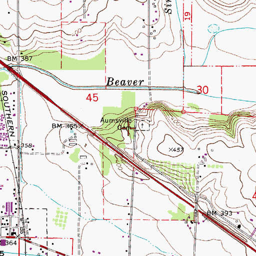 Topographic Map of Aumsville Cemetery, OR