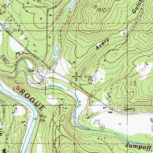 Topographic Map of Avery Gulch, OR