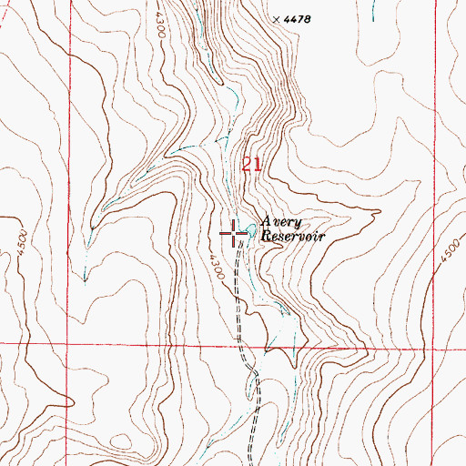 Topographic Map of Avery Reservoir, OR