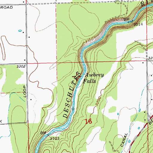Topographic Map of Awbrey Falls, OR