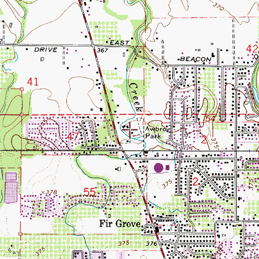 Topographic Map of Awbrey City Park, OR
