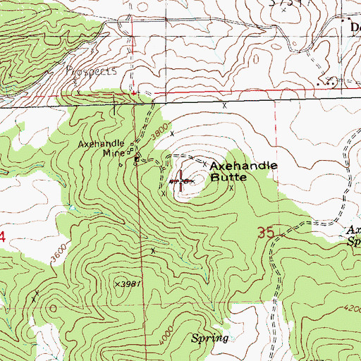 Topographic Map of Axehandle Butte, OR
