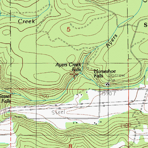 Topographic Map of Ayers Creek, OR