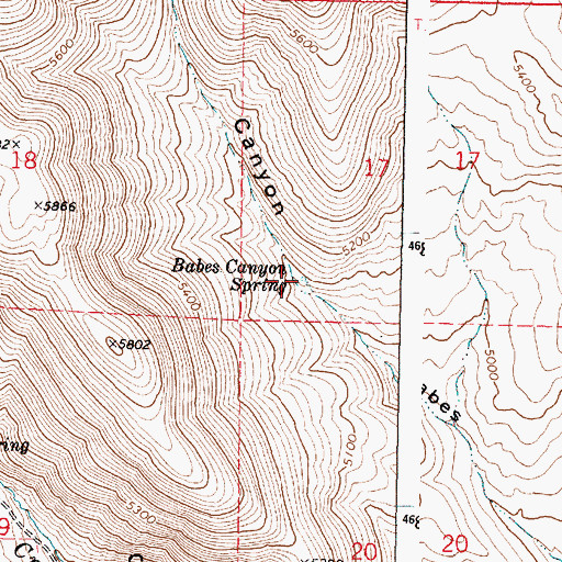 Topographic Map of Babes Canyon Spring, OR